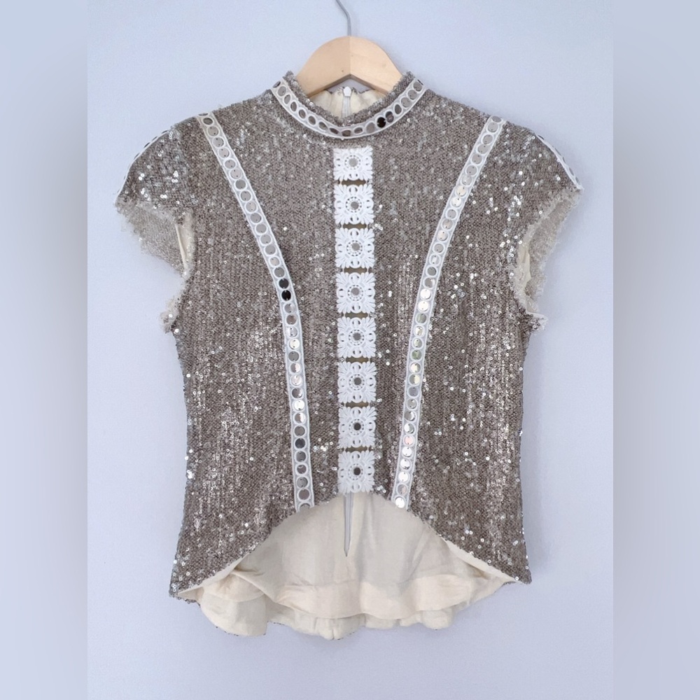 Elegant Sequin Embellished Top - Silver